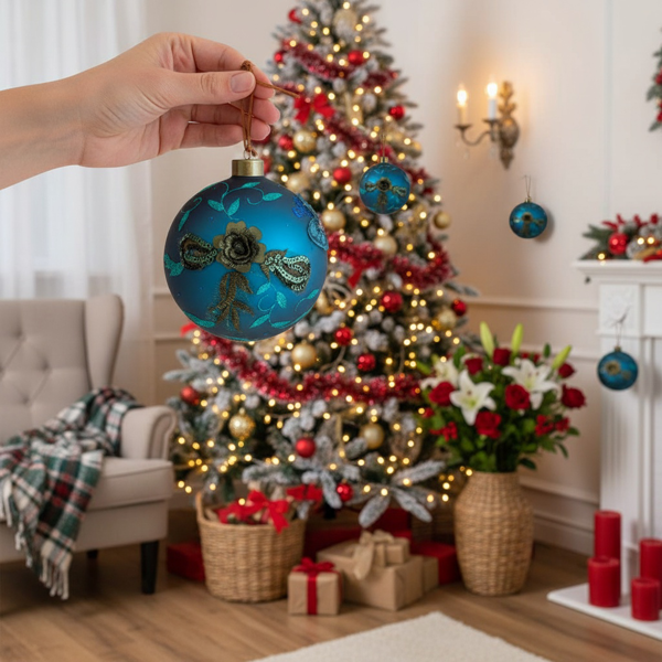 4件套4.7英寸圣诞玻璃球装饰品挂树装饰品闪亮的节日派对用品树装饰品FBA发货-5