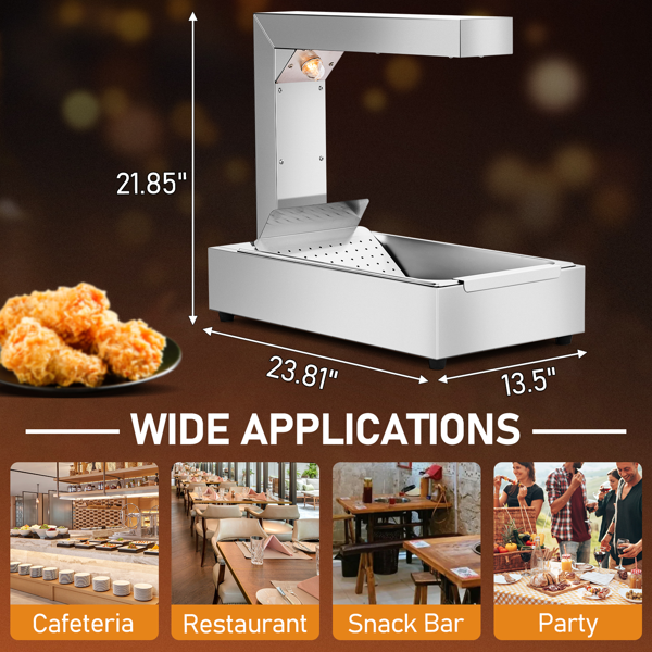 美规 HT-620 110V 750W 食物保温台 银色 不锈钢 卧式 电动 独立式食物加热台-3