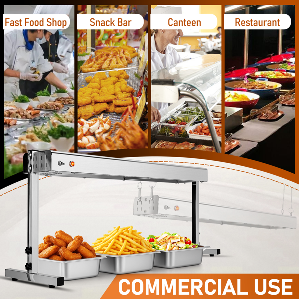 美规 HT-36H 110V 1000W 食物保温台 银色 不锈钢 吊式+立式两用 电动 带链条和支撑支架-3