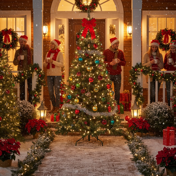 6英尺圣诞树人造植物500 PVC尖铰链金属支架全室内派对节日装饰FBA发货-8