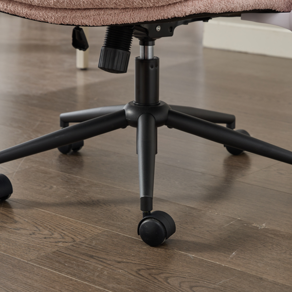 带翻转扶手的交叉腿椅、带轮子的交叉腿办公椅、适合女性的宽座椅舒适旋转椅、公寓、家庭、办公室的可调节化妆梳妆台椅、粉红色-13