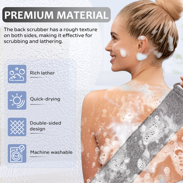 优质竹纤维去角质身体磨砂巾--深层清洁、温和去角质，让肌肤光滑细腻-灰色-4