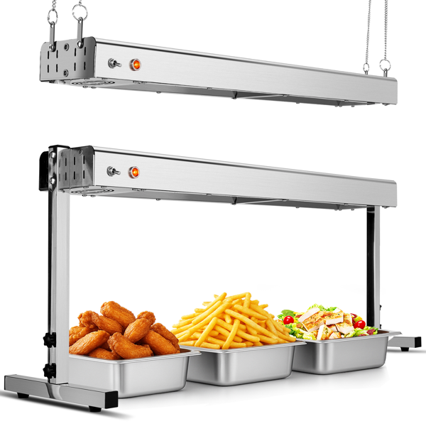 美规 HT-36H 110V 1000W 食物保温台 银色 不锈钢 吊式+立式两用 电动 带链条和支撑支架-2