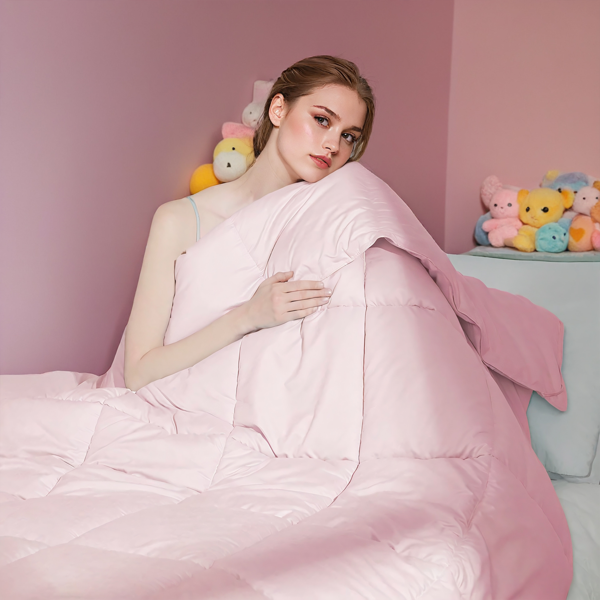 粉色被子被芯，粉色舒适柔软亲肤胖被，可水洗机洗，适用于卧室，四季皆宜，圣诞节礼物-6