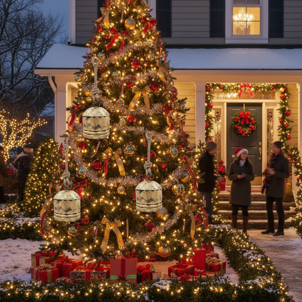 4件套圣诞钟装饰品4.5x6.1“铁制悬挂装饰品节日派对树装饰品FBA发货-11