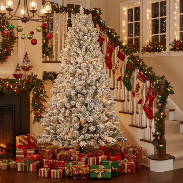 4英尺植绒圣诞树带21个天然松果366个分枝尖端人造植物树全形坚固金属支架PVC人造节日装饰，季节性使用FBA发货-14