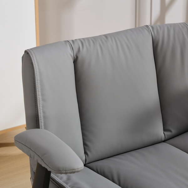 带翻转扶手皮革的交叉腿椅，带轮子的交叉腿办公椅，适合家庭办公的舒适旋转椅，梳妆台，符合人体工程学的可调节办公椅，灰色-12