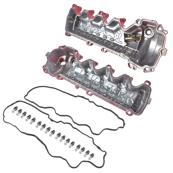 气门室盖 2PCS Red Aluminum Valve Covers Replacement for Ford F-150 F-250 F-350 Explorer Expedition Mustang 2005-2010-7