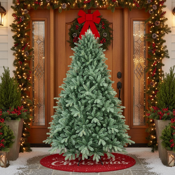 4英寸圣诞树592尖端枝头人造植物PVC蓝绿色树铰链树枝稳固支架全身快速组装节日派对装饰FBA发货-2