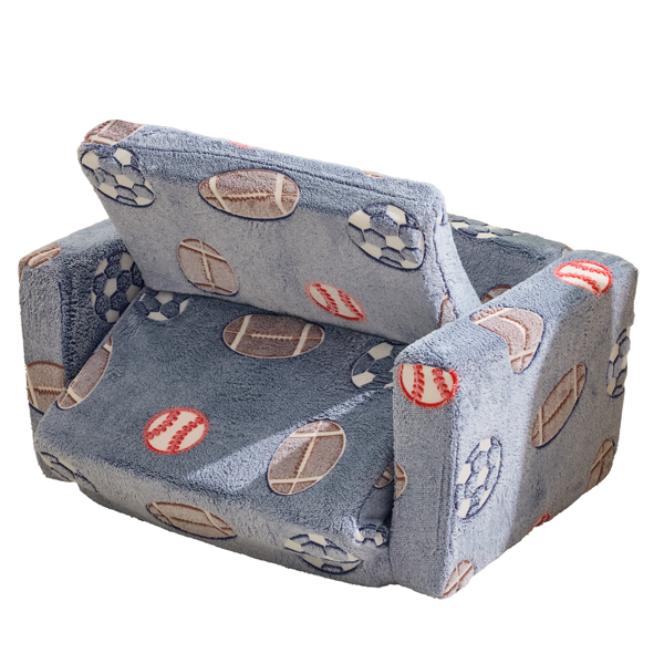 1pcs 全海绵 儿童单人折叠式沙发床 夜光 儿童沙发 灰蓝球类 法兰绒 KS-005-5