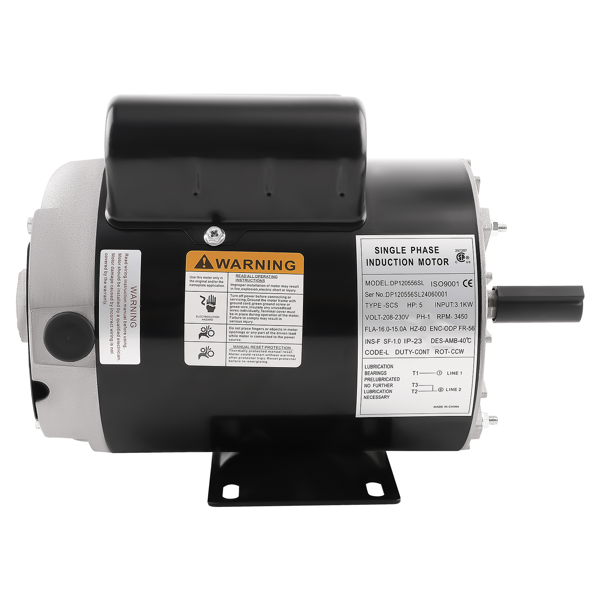 空气压缩机 5马力电动机 3450转/分 230伏 15安培 56型机架 5/8英寸轴 逆时针旋转-3