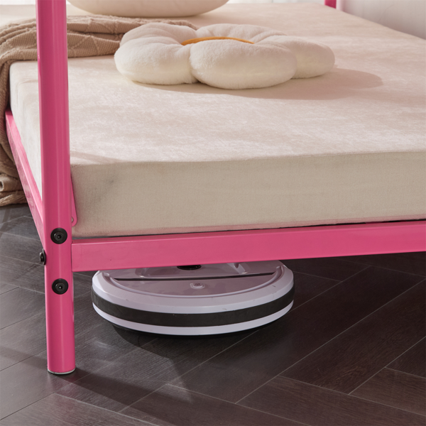 粉色 Twin 圆管双层矮床 护栏斜梯 铁床 美国-12