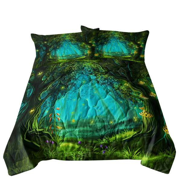 自产数码被子三件套 绿光森林  美国中号 （temu仅可自提）-2