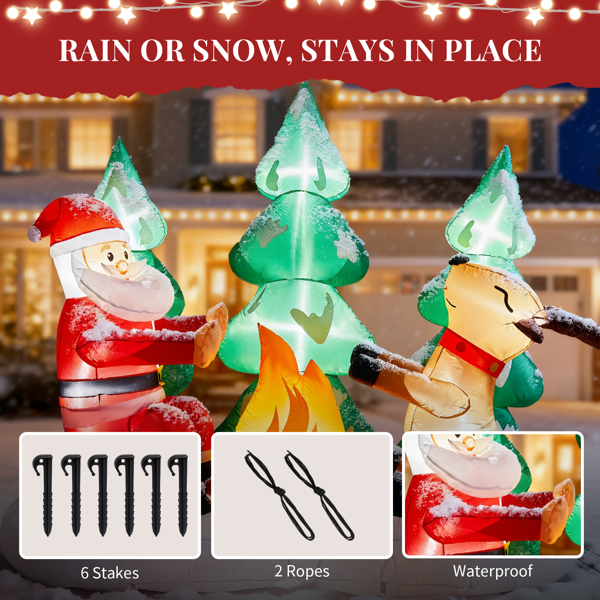 9FT 烤火圣诞老人小鹿 9颗白光LED  190D涤纶  圣诞充气装饰 12V 12V,2000mA 美规-6