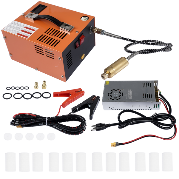 空气压缩机 Orange Air Compressor w/ Converter 4500PSI 30MPA Supports 12V-110V Power Supply-2