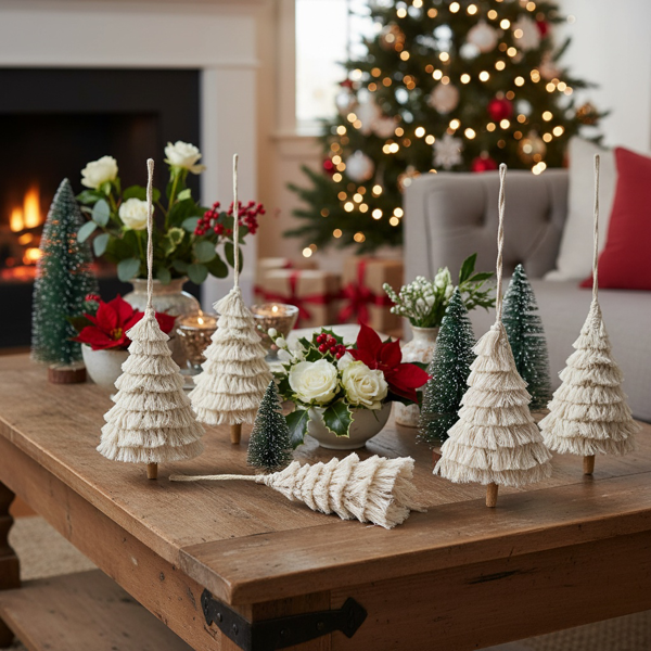 6件套圣诞树装饰品4.3x7.5英寸流苏树形悬挂装饰圣诞树装饰家居节日展示FBA发货-11