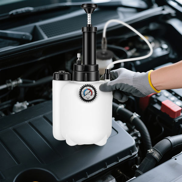 （物流随机发，自提可发加拿大）-3 升刹车放气套装 手动刹车放气真空泵工具组，含 1 升废油瓶及 4 个主缸适配器，单人操作气动刹车油抽取工具，适用于所有车型-2