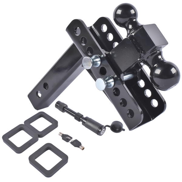 拖车挂接装置 Trailer Hitch 2" Receiver 2" and 2-5 /16" Ball Fit for ATVS RVS Carbon Steel-7