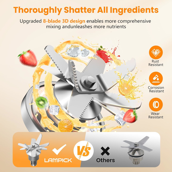 厨房搅拌机，2000瓦专业级高速台面搅拌机，配备68盎司搅拌杯和27盎司外带杯，可用于制作冰沙、冰块和冷冻水果，不含双酚A，可用洗碗机清洗（亚马逊禁售）-4