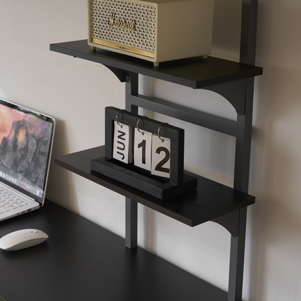 【同款编码：27723326】灰色 198*143*182cm Twin 高架床 带桌子 层架 铁床 美国-14