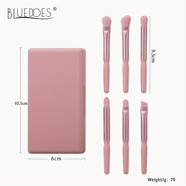 6pcs粉红色迷你化妆刷带镜子-便携眼刷套装+ 12PCS初学者化妆刷套装-粉末，设置，眼影，粉底刷，信封袋（禁售亚马逊平台）-2
