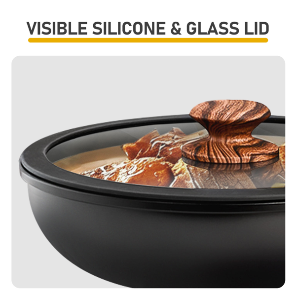 17件 六锅三盖 组装手柄 烹饪锅具 黑色 带28cm汤锅 铝锅套装-6