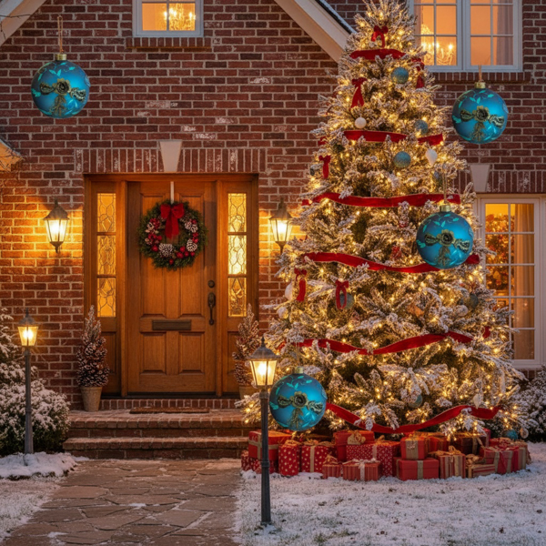 4件套4.7英寸圣诞玻璃球装饰品挂树装饰品闪亮的节日派对用品树装饰品FBA发货-9