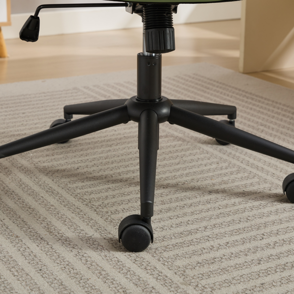 带翻转扶手皮革的交叉腿椅，带轮子的交叉腿办公椅，适合家庭办公的舒适旋转椅，梳妆台，符合人体工程学的可调节办公椅，绿色-15