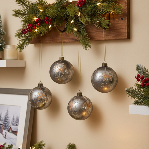 4件套4.7英寸圣诞球装饰品玻璃悬挂装饰品，用于节日树派对装饰用品FBA发货-14