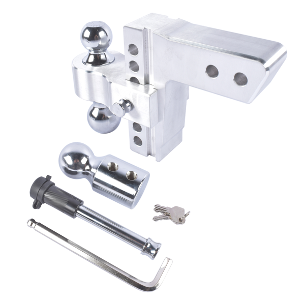拖车挂接装置 Adjustable 6" Drop/Rise Trailer Hitch Fits 2.5" Receiver Replaceable Tri Balls-4