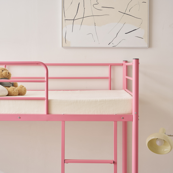 【同款编码：21202464】粉色 Twin 双层圆立柱横管护栏竖直梯 铁床 美国-6