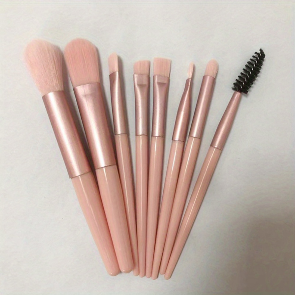 1pcs粉色美眉笔存储筒+全新8PCS眼妆刷套装-粉底，眼影和全妆刷初学者粉红色皮包（禁售亚马逊平台）-5