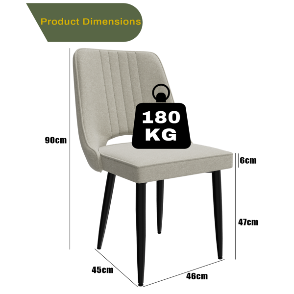 餐椅套装（4张），带靠背厨房椅，PU皮革材质，适用于客厅、休闲区及吧台的餐厅座椅-2