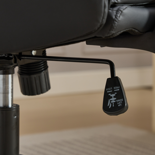 带翻转扶手皮革的交叉腿椅，带轮子的交叉腿办公椅，适合家庭办公的舒适旋转椅，梳妆台，符合人体工程学的可调节办公椅，黑色-10