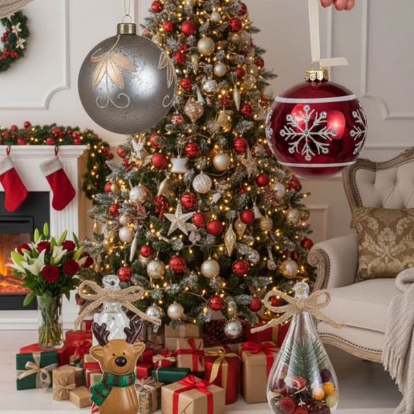 4件套4.7英寸圣诞球装饰品玻璃悬挂装饰品，用于节日树派对装饰用品FBA发货-17