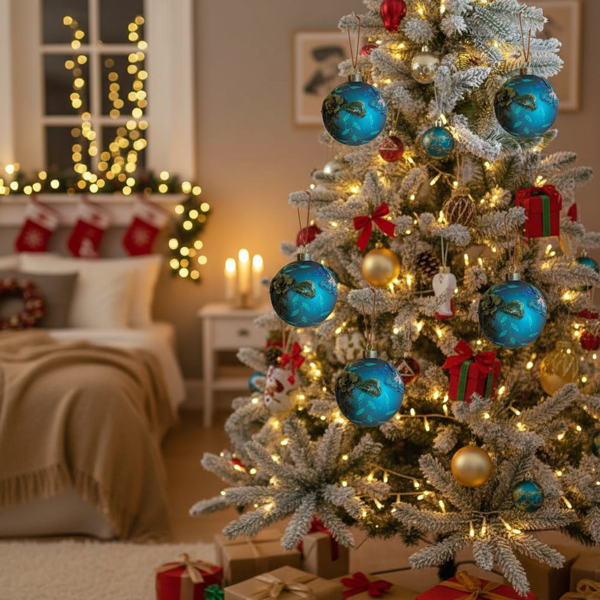 6件套3.9英寸圣诞球装饰品节日树装饰品玻璃吊球彩色装饰派对用品FBA发货-8