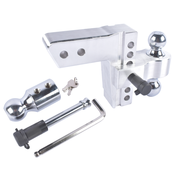 拖车挂接装置 Adjustable 6" Drop/Rise Trailer Hitch Fits 2.5" Receiver Replaceable Tri Balls-3