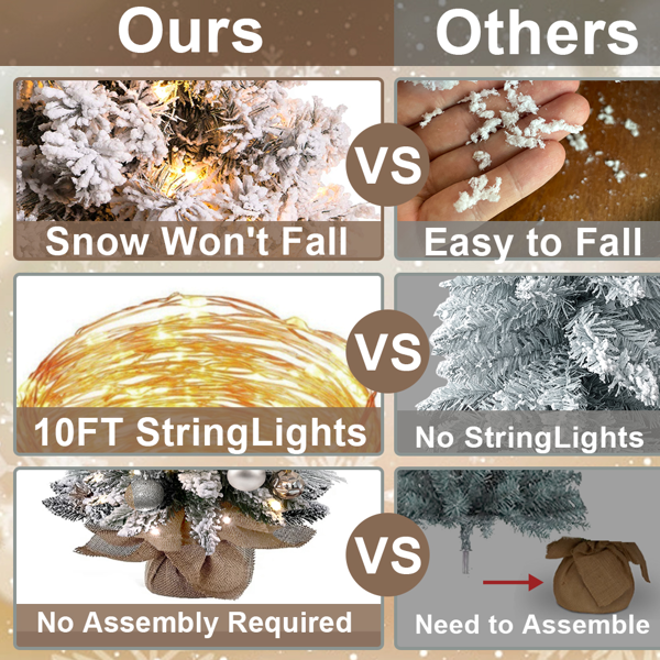 （今年的金色有变化）55cm植绒玫瑰金色迷你圣诞树带LED灯（周末不发货）人造桌面圣诞装饰  精美饰品适用于家庭公寓办公室-5