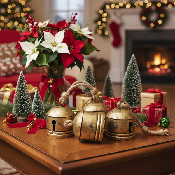 4件套圣诞钟装饰品4.5x6.1“铁制悬挂装饰品节日派对树装饰品FBA发货-7