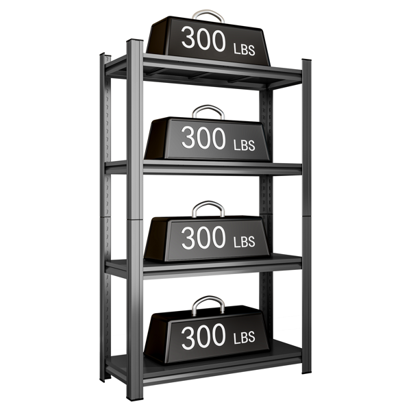 4 层可调金属储物架，适用于车库，棚屋，超市，客厅，多功能储物架，黑色，需要组装-10