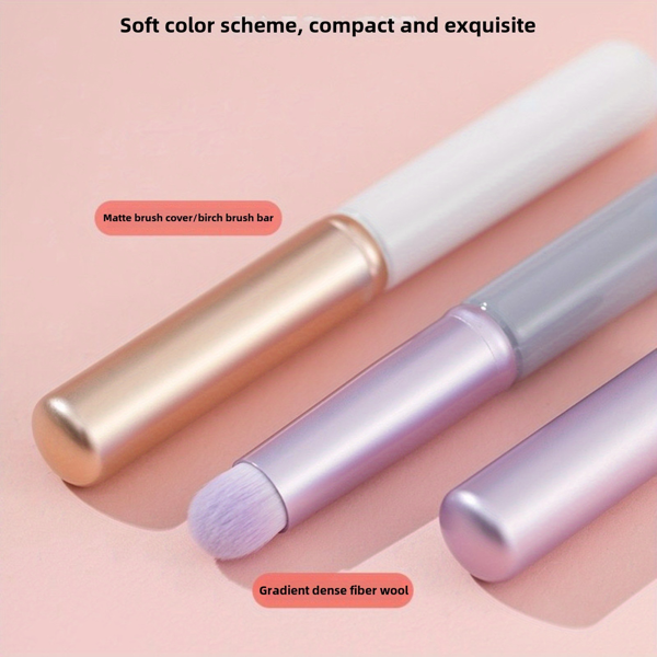 3PCS白色，紫色和粉红色圆头唇刷-口红和唇彩混合刷与帽+ 10PCS星尘紫色化妆刷套装-粉红色粉末，眼影，唇刷和超软美容工具与存储桶，亚马逊物流发货-4
