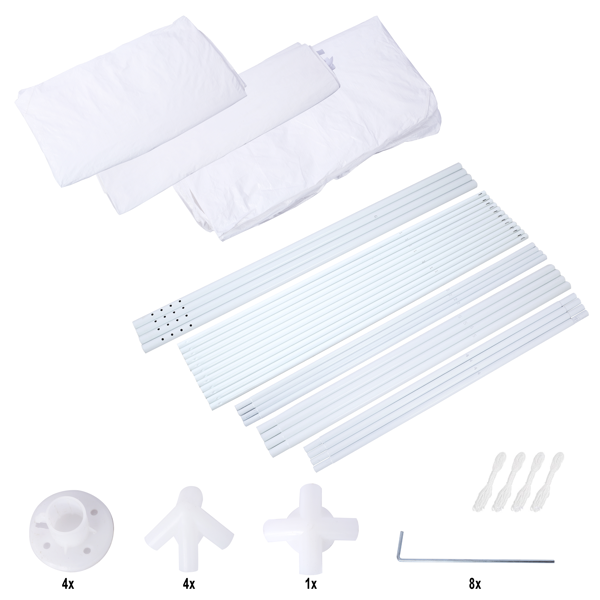 3*3m 4片面（两个门）,螺旋管 凉棚 白色 PE布, 10'x10'派对帐篷 4 面可拆, 户外 重型凉亭,婚礼帐篷 喷塑铁管-7