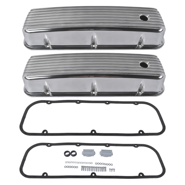 气门室盖 3-11/16" Tall Finned Aluminum Valve Covers Fits for Chevy Big Block 396 402 427 454-1