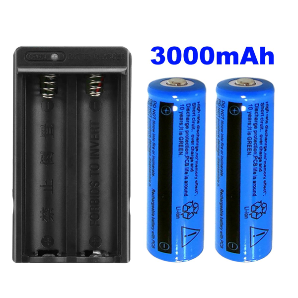 （2套）2块3000mah 18650可充电电池+ 1个双充电器套装，适用于手电筒和头灯(TK/TMEU下自提)-11