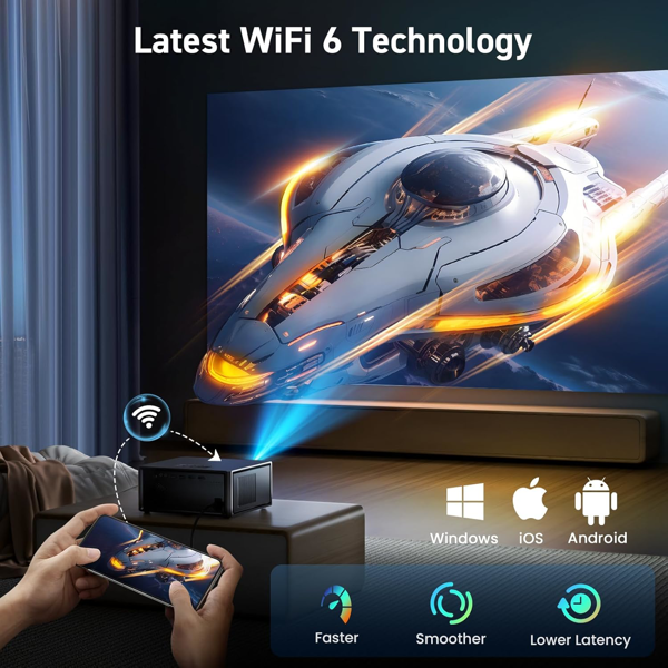 带 WiFi 和蓝牙的投影仪，原生 1080P 4K 分辨率，支持户外电影，最大 450 英寸显示屏，SOPYOU 家庭影院投影仪，适用于 iOS/Android/电视棒（亚马逊禁售）-4