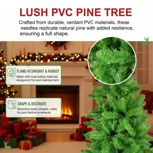 6英尺圣诞树72英寸经典铅笔人造植物，用于万圣节和圣诞节茂密的树枝，逼真的节日派对装饰FBA发货-7