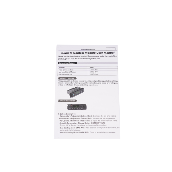 A3 空调控制面板 AC Heater Climate Control Module 599-220 Fit for Ford Mercury Grand Marquis Marauder-13