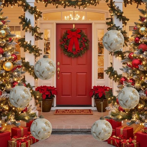 6件套3.9英寸圣诞玻璃球装饰品，用于节日树派对圣诞饰品的悬挂装饰FBA发货-3