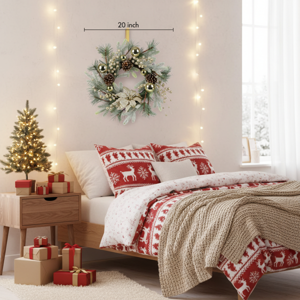 20英寸圣诞节花环带暖灯入口前门圣诞装饰的节日装饰FBA发货-11