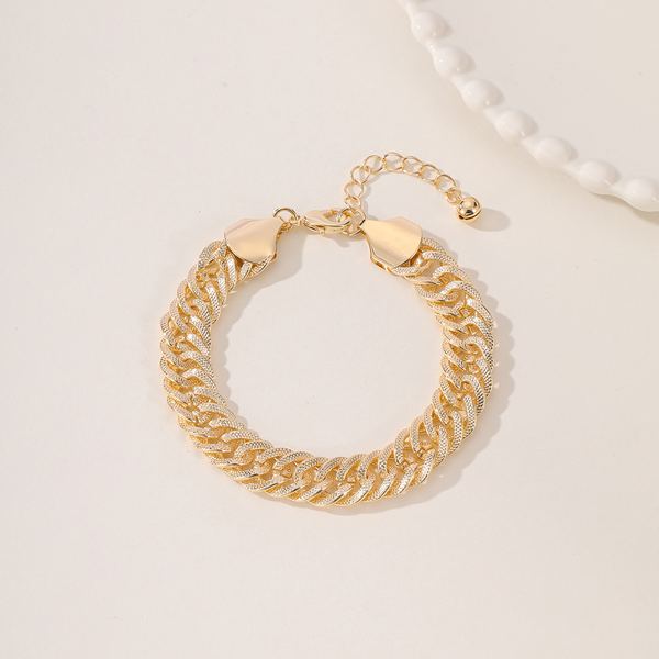 一款优雅高端的中东斋月风格金属雕花双编织密集链条女士流行度假风格脚链-3